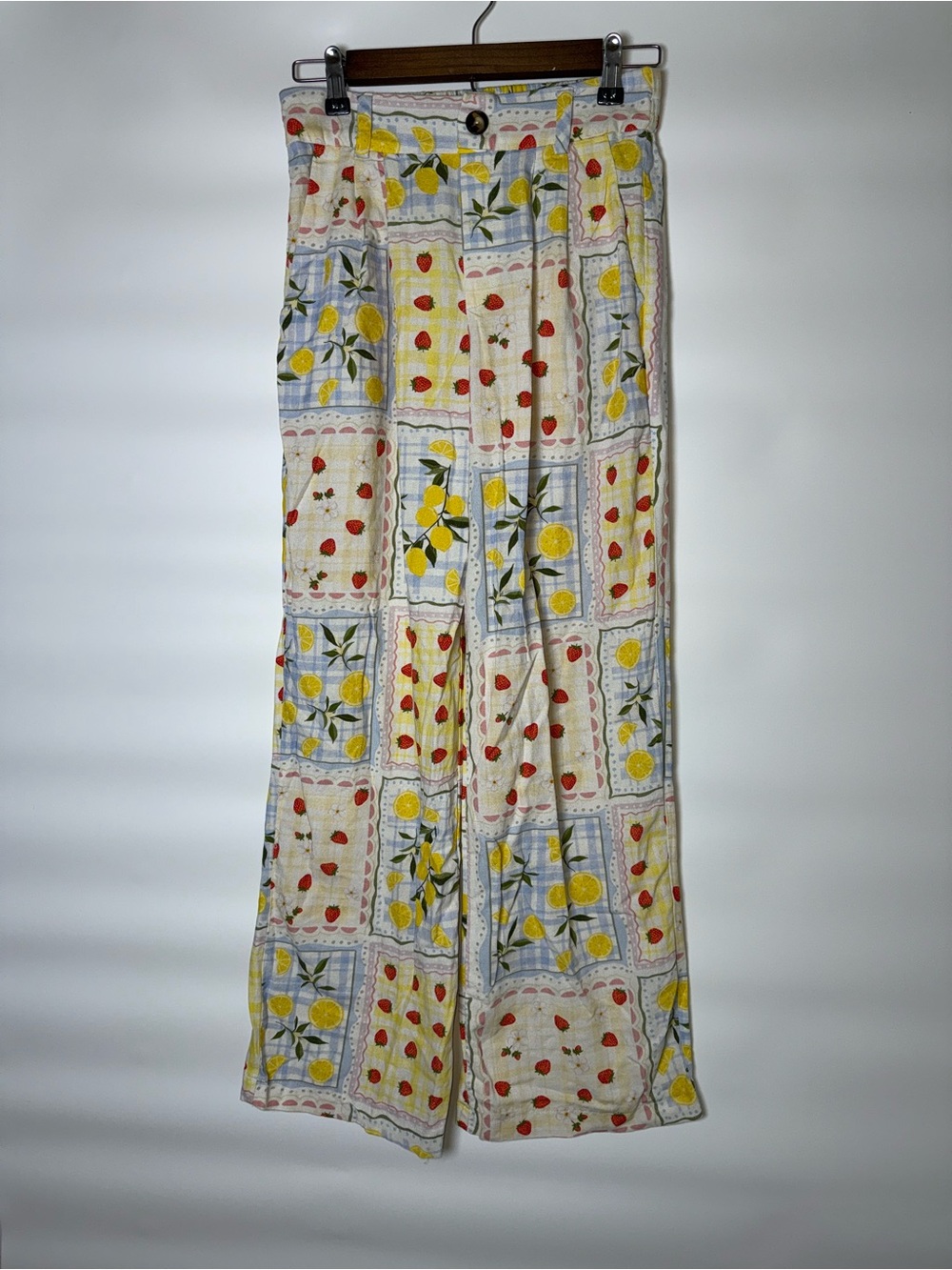 Tuiléa Strawberry Lemon Print Linen Blend Wide‎ Leg Pants Cottagecore 
Medium - Picture 2 of 12